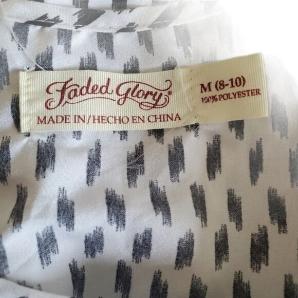 FADED GLORY Womens Tank Top Medium Black‎ White Sheer Round Hem Casual Layer - Picture 6 of 9